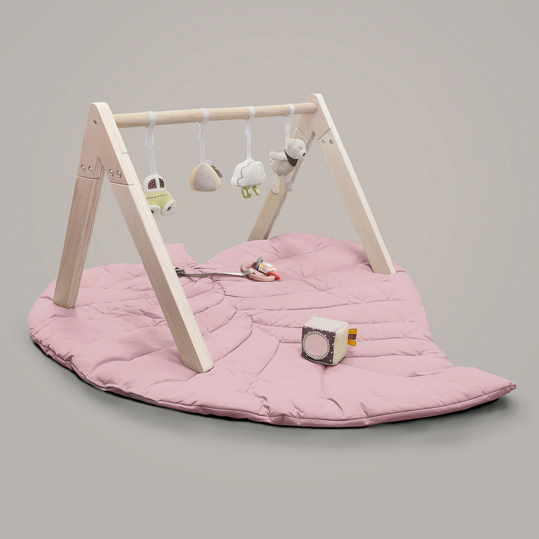 Baby Leaf Playmat with Play Gym Toy Set Safari Theme - Pink