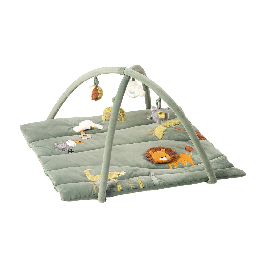 MiniDream 2 in 1 activity gym and playpen in jungle theme in a white background.