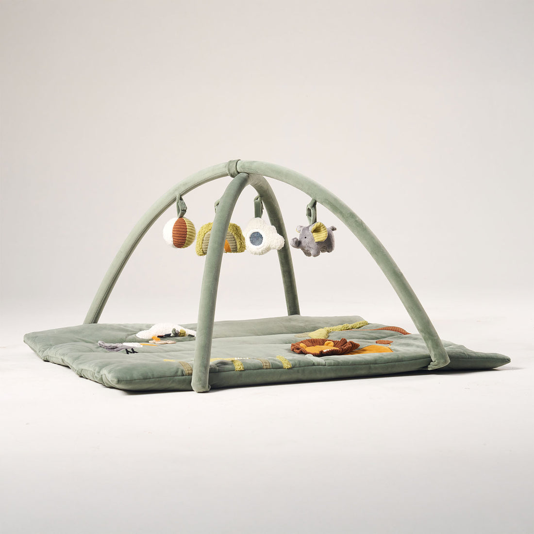 MiniDream 2 in 1 activity gym and playpen in jungle theme in a white background.