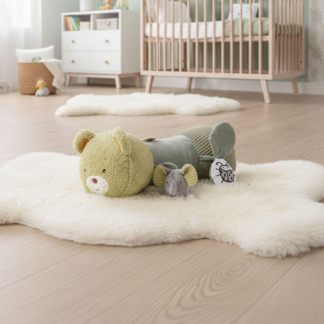 MiniDream tummy time roller in jungle theme.