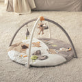 Safari-themed baby play mat with soft padded cotton surface and arch.
