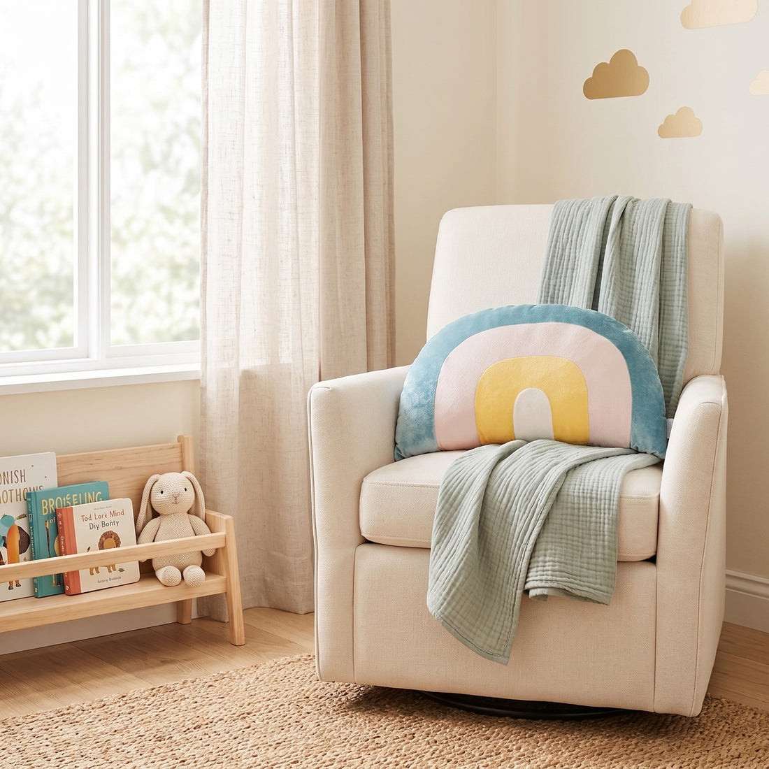 Happy Rainbow Nursery Cushion - Rainbow Theme