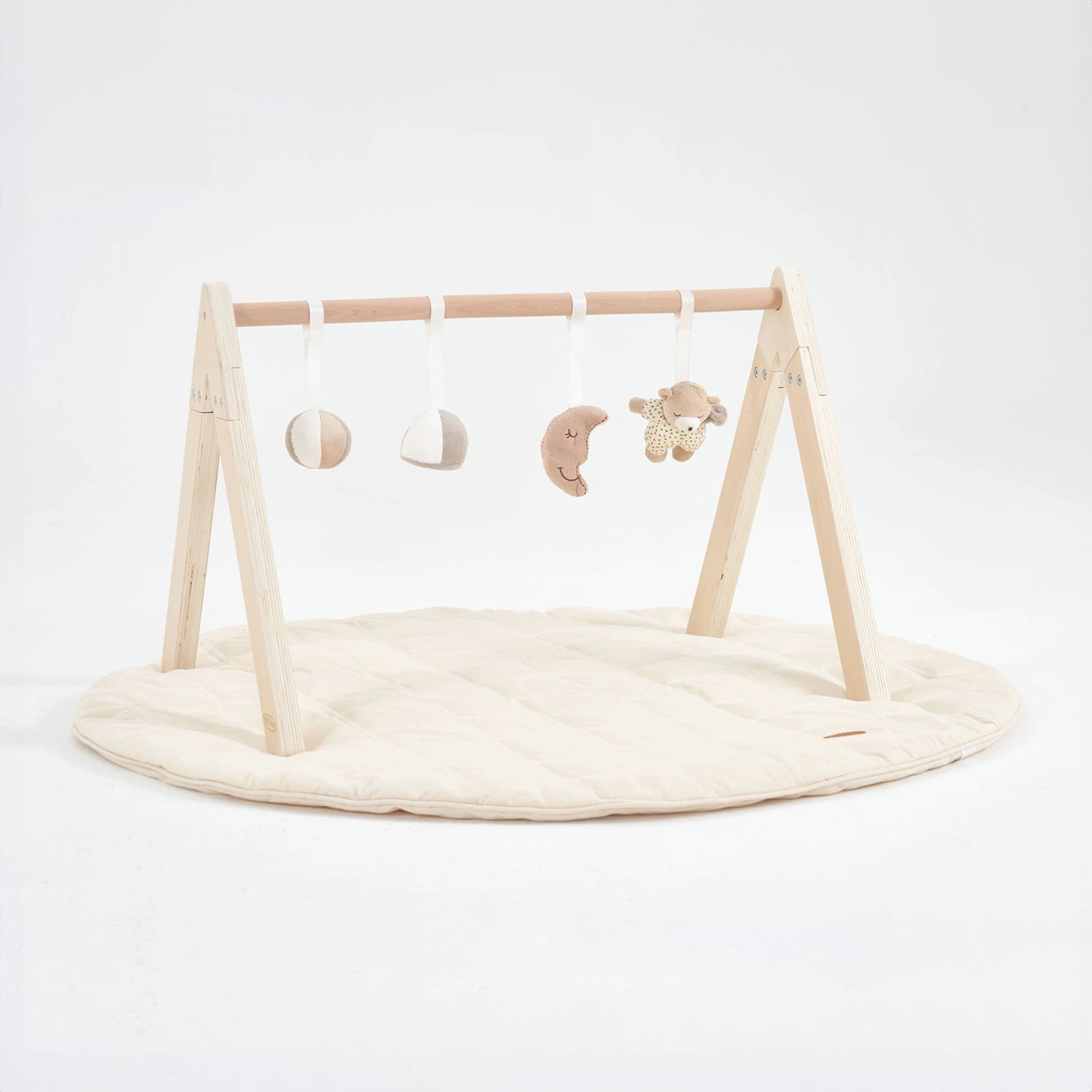 Round Play Mat with Wooden Baby Play Gym - Moon & Stars