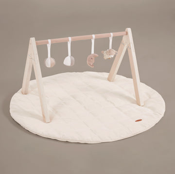 Round Play Mat with Wooden Baby Play Gym - Moon & Stars