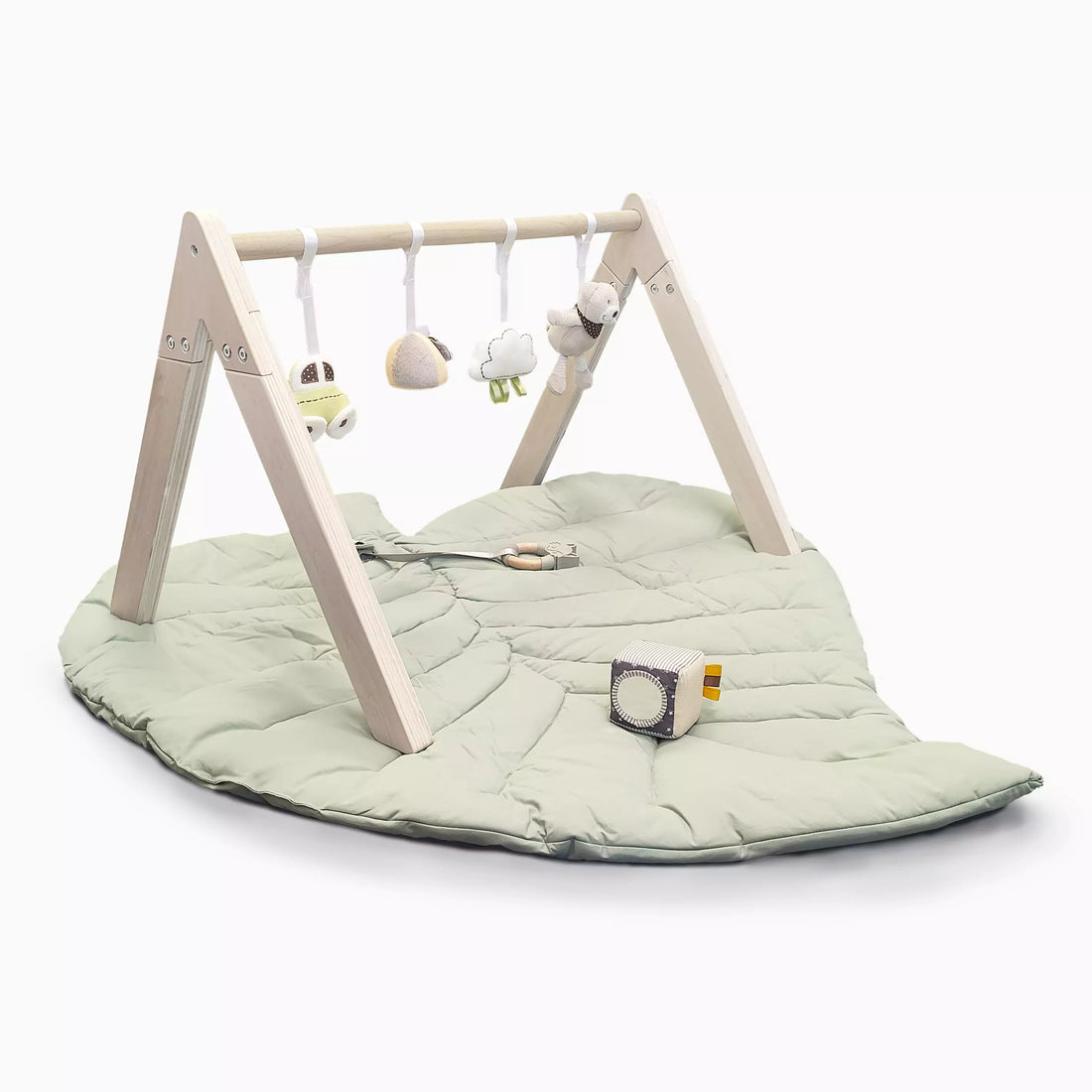 MiniDream Leaf Play Mat with Wooden Baby Gym & Hanging Toys  - Green